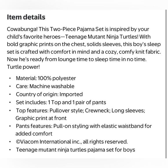 Nickelodeon Kids' 2-Piece Teenage Mutant Ninja Turtles Pajama Set - Picture 11 of 11